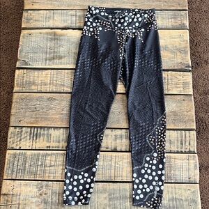Reebok Black and White Patterned Womens Leggings